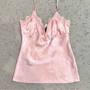 Rampage Pink Satin Lace Cami Top XL